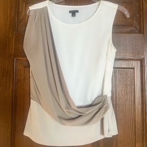 Ann Taylor White Tank Top with Olive Green